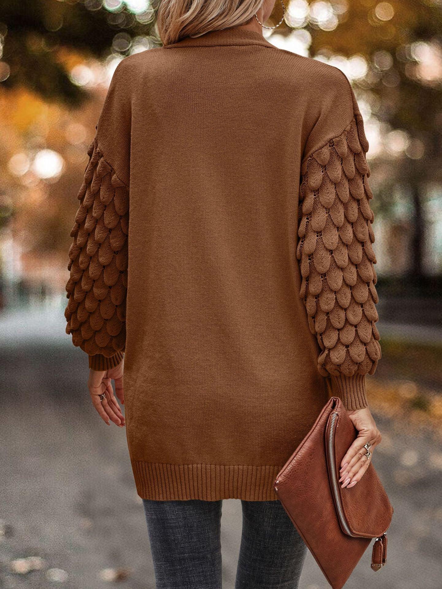 Knit Cardigan Female Top Long Sleeve Coat Women Side Pockets Casual - VirtuousWares:Global
