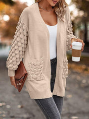 Knit Cardigan Female Top Long Sleeve Coat Women Side Pockets Casual - VirtuousWares:Global
