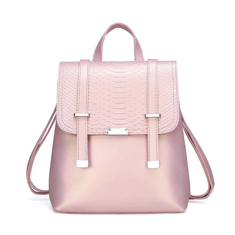 Korean Style Solid Color Fashion PU Embossed Backpack - VirtuousWares:Global