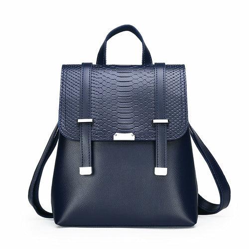 Korean Style Solid Color Fashion PU Embossed Backpack - VirtuousWares:Global