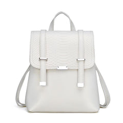 Korean Style Solid Color Fashion PU Embossed Backpack - VirtuousWares:Global