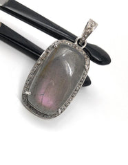 Labradorite Pendant, Gemstone Pendant, Diamond Pendant, Sterling - VirtuousWares:Global