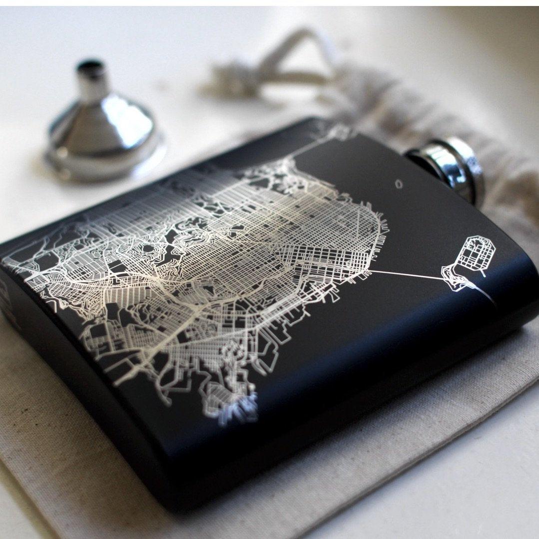 Lake Geneva - Wisconsin Map Hip Flask in Matte Black - VirtuousWares:Global