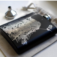 Lake Geneva - Wisconsin Map Hip Flask in Matte Black - VirtuousWares:Global