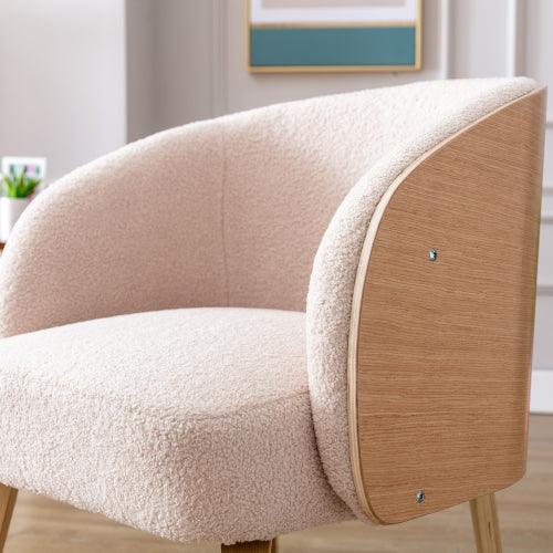Lamb-hair Acent Chair Upholstered Living Room Chair Bedroom Chair - VirtuousWares:Global