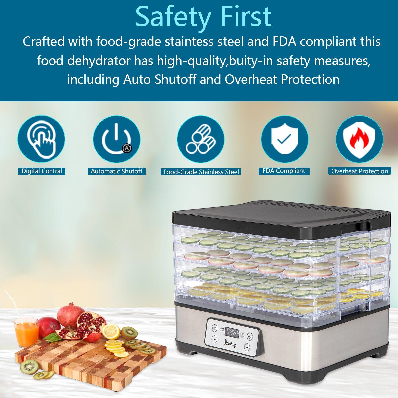 Large Drying Capacity Food Fruit Dehydrator with 5pcs Movable Trays - VirtuousWares:Global