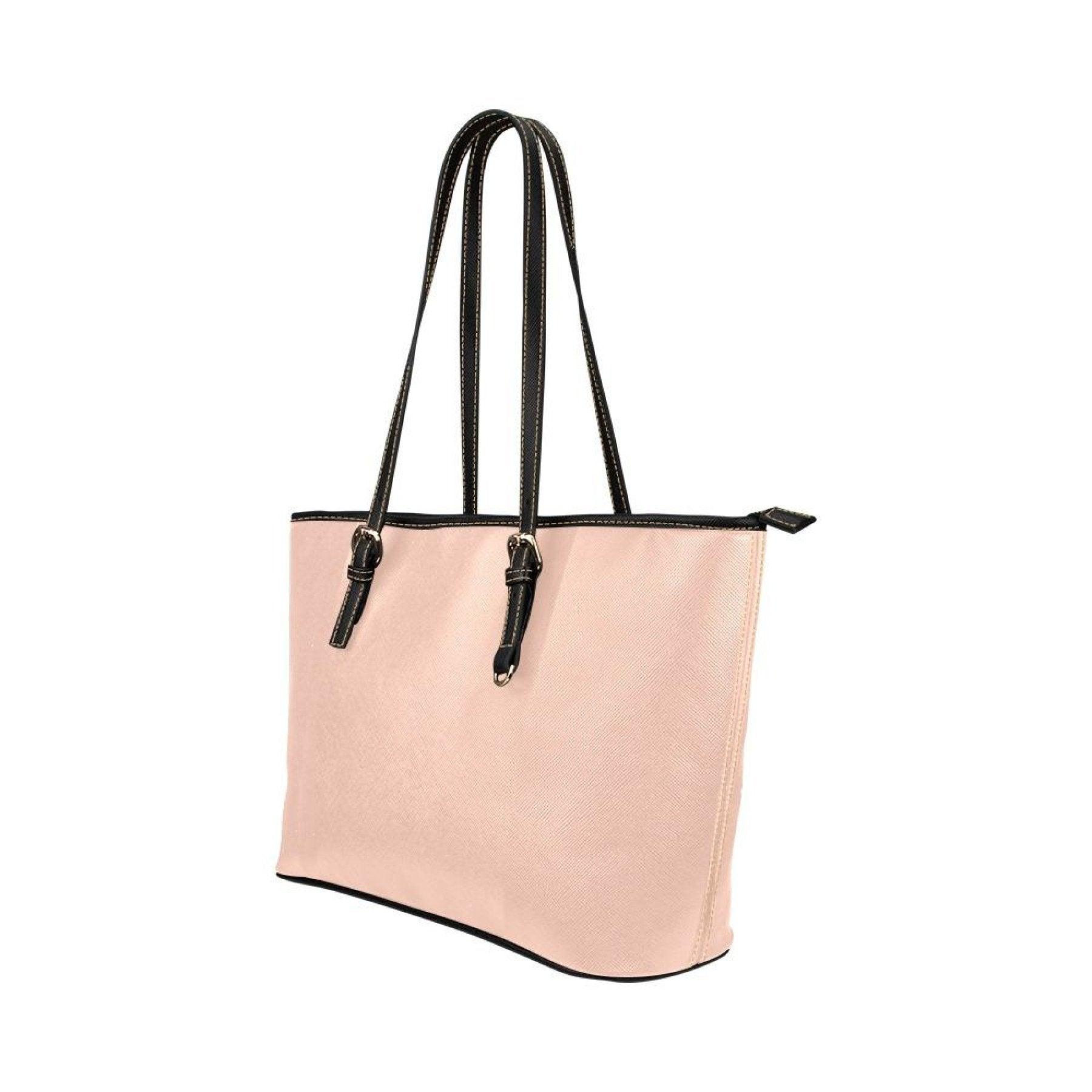 Large Leather Tote Shoulder Bag - Peach Pink Handbag - VirtuousWares:Global