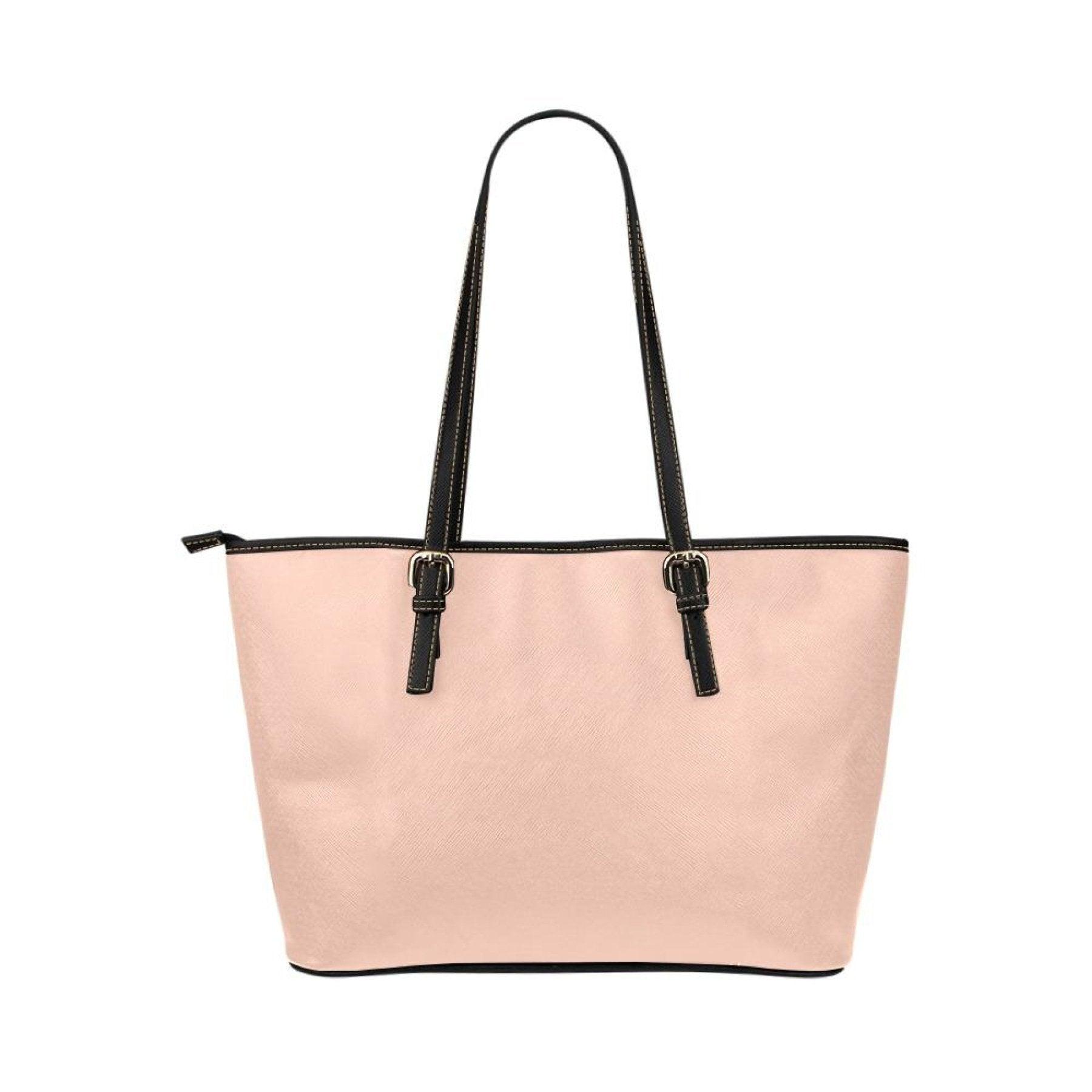 Large Leather Tote Shoulder Bag - Peach Pink Handbag - VirtuousWares:Global