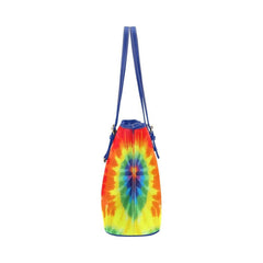 Large Leather Tote Shoulder Bag - Rainbow Blue Handbag - VirtuousWares:Global