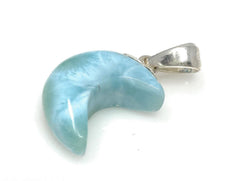 Larimar Moon Pendant, Sterling Silver Pendant, Bohemian Jewelry, Hand - VirtuousWares:Global