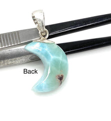 Larimar Moon Pendant, Sterling Silver Pendant, Bohemian Jewelry, Hand - VirtuousWares:Global