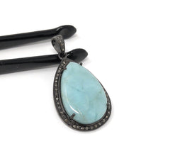 Larimar Pendant, Gemstone Pendant, Silver Pendant, Natural Larimar, - VirtuousWares:Global