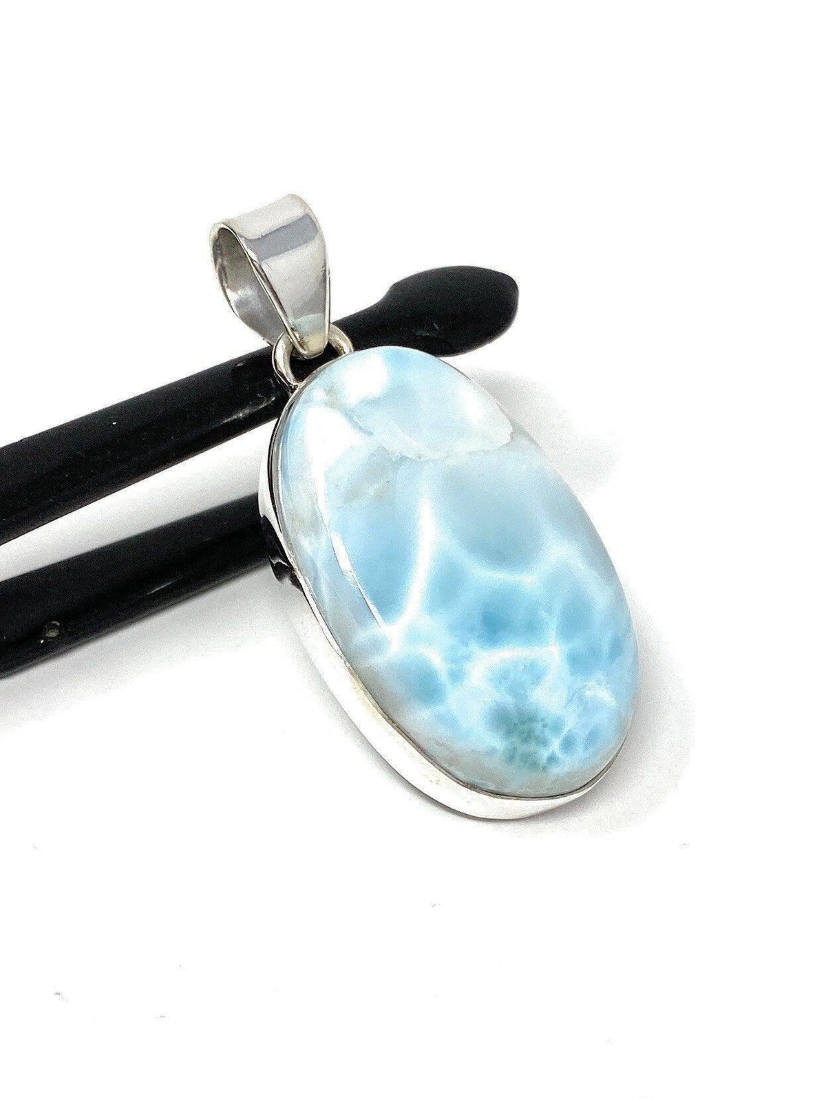 Larimar Pendant, Gemstone Pendant, Sterling Silver Pendant, Bohemian - VirtuousWares:Global