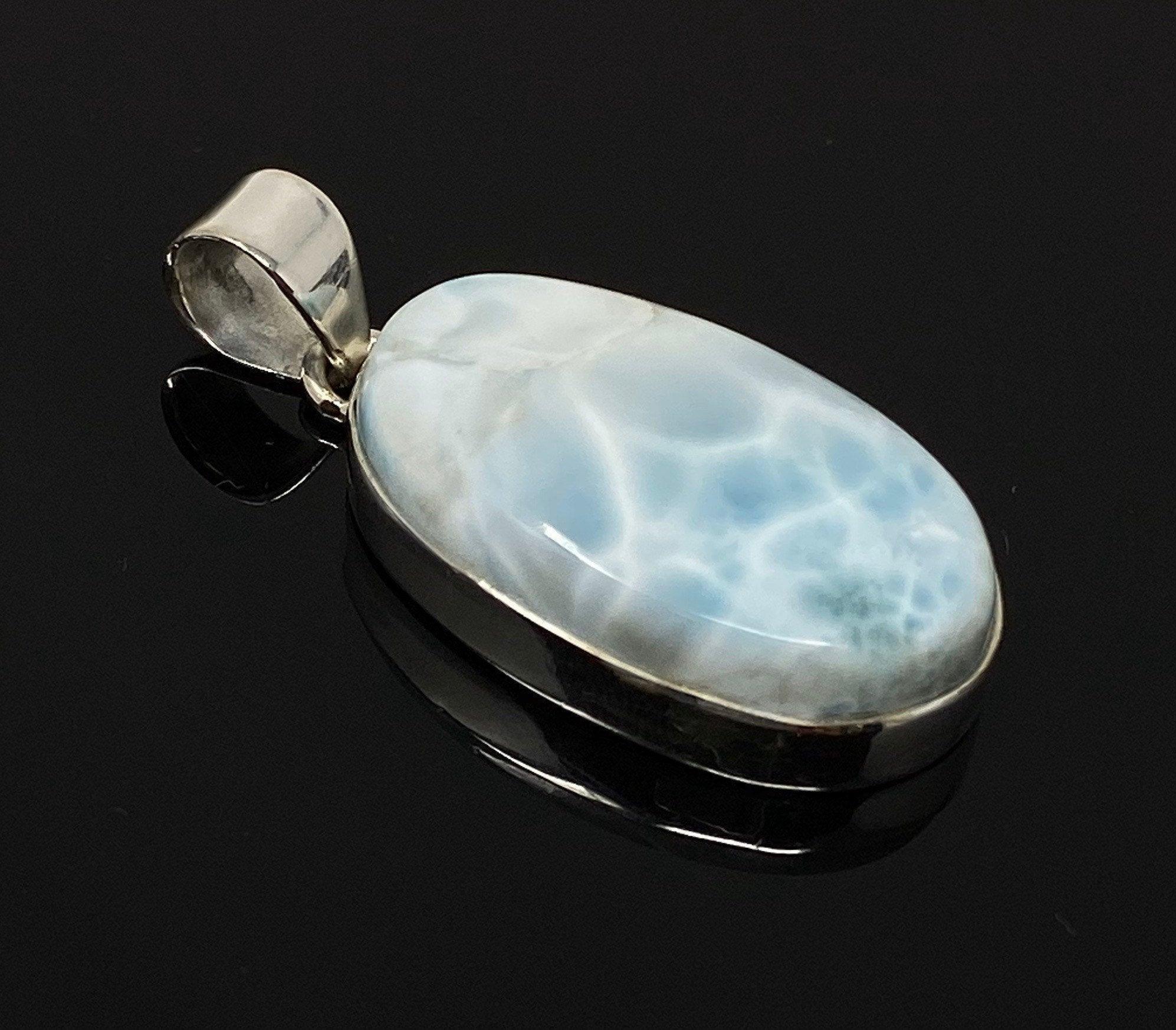 Larimar Pendant, Gemstone Pendant, Sterling Silver Pendant, Bohemian - VirtuousWares:Global