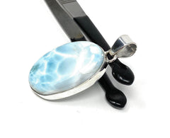 Larimar Pendant, Gemstone Pendant, Sterling Silver Pendant, Bohemian - VirtuousWares:Global