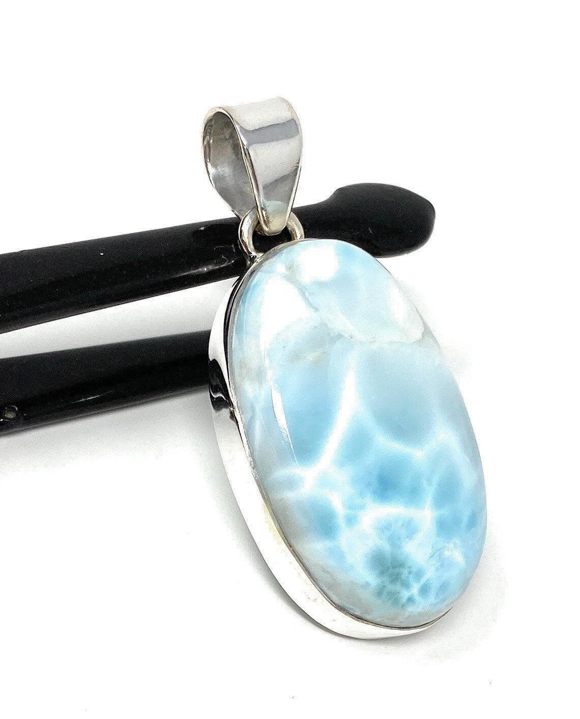 Larimar Pendant, Gemstone Pendant, Sterling Silver Pendant, Bohemian - VirtuousWares:Global