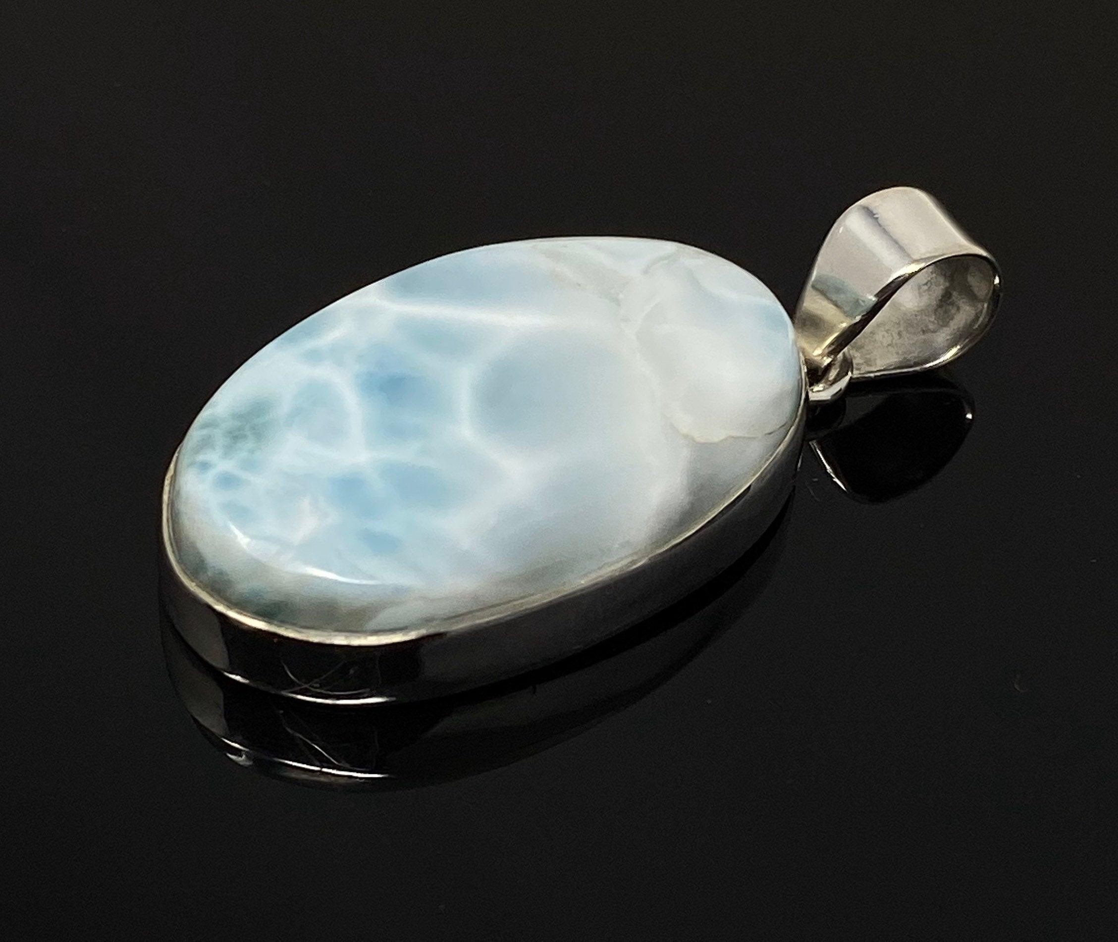 Larimar Pendant, Gemstone Pendant, Sterling Silver Pendant, Bohemian - VirtuousWares:Global