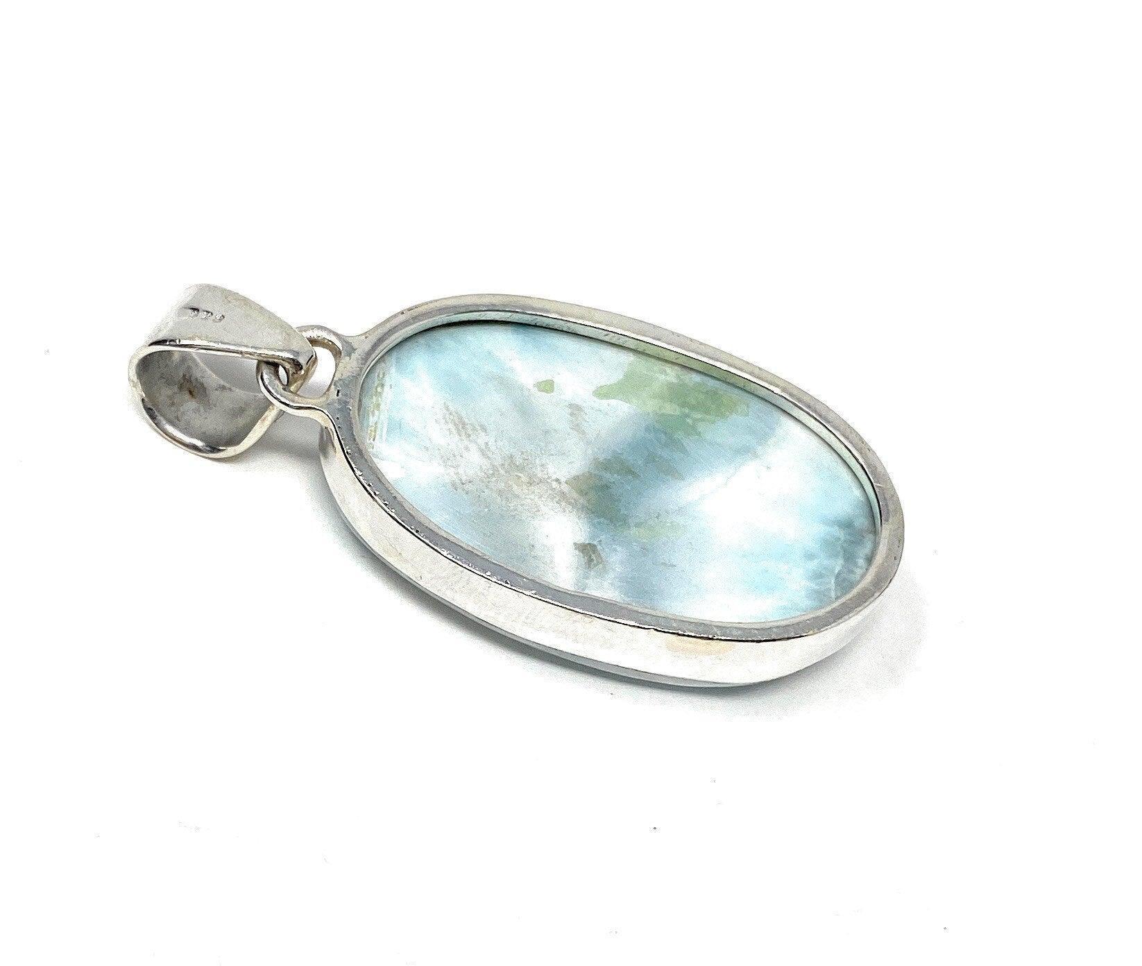 Larimar Pendant, Gemstone Pendant, Sterling Silver Pendant, Bohemian - VirtuousWares:Global