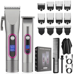 LCD Digital Display Hair Clipper Set Professional Electric Hair - VirtuousWares:Global