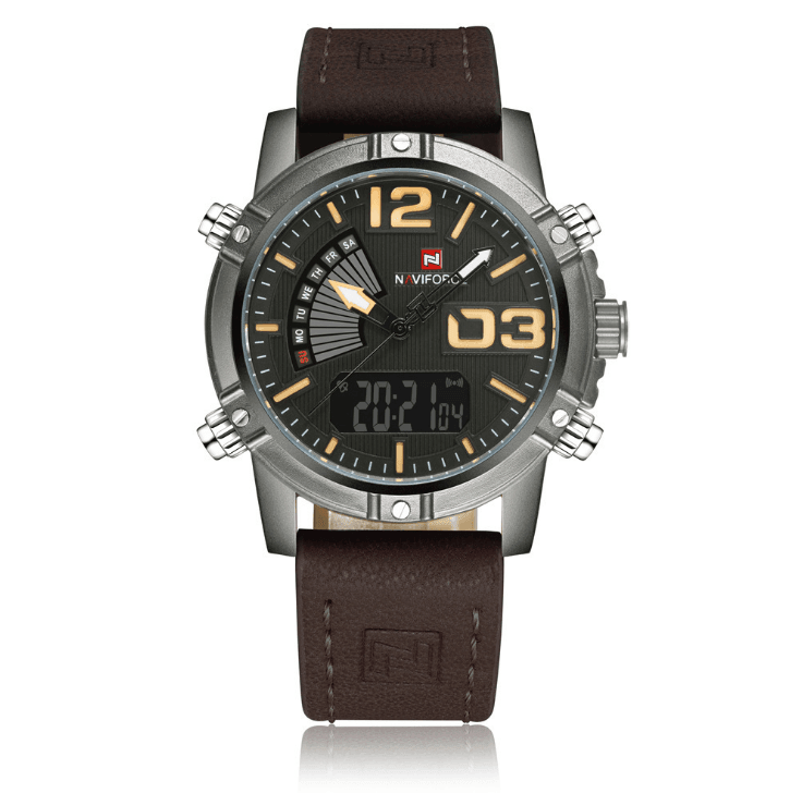 Leather Band Fashion Sport Quartz Watch For Men - VirtuousWares:Global