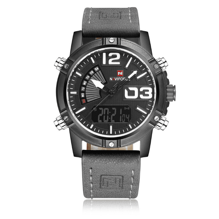 Leather Band Fashion Sport Quartz Watch For Men - VirtuousWares:Global