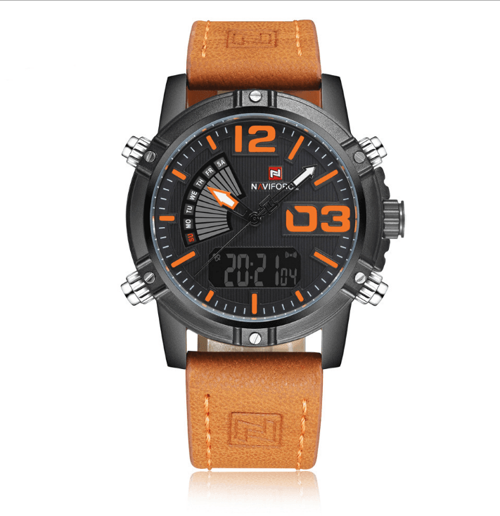 Leather Band Fashion Sport Quartz Watch For Men - VirtuousWares:Global