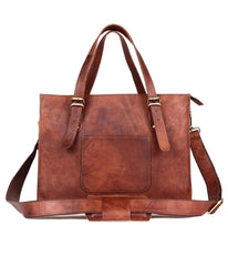Leather Woman Laptop Handbag Large Tote Bag with Zipper - VirtuousWares:Global