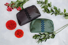 LEATHER WOVEN MAKEUP CASE | TOILETRY CASE | DOPP KIT - VirtuousWares:Global