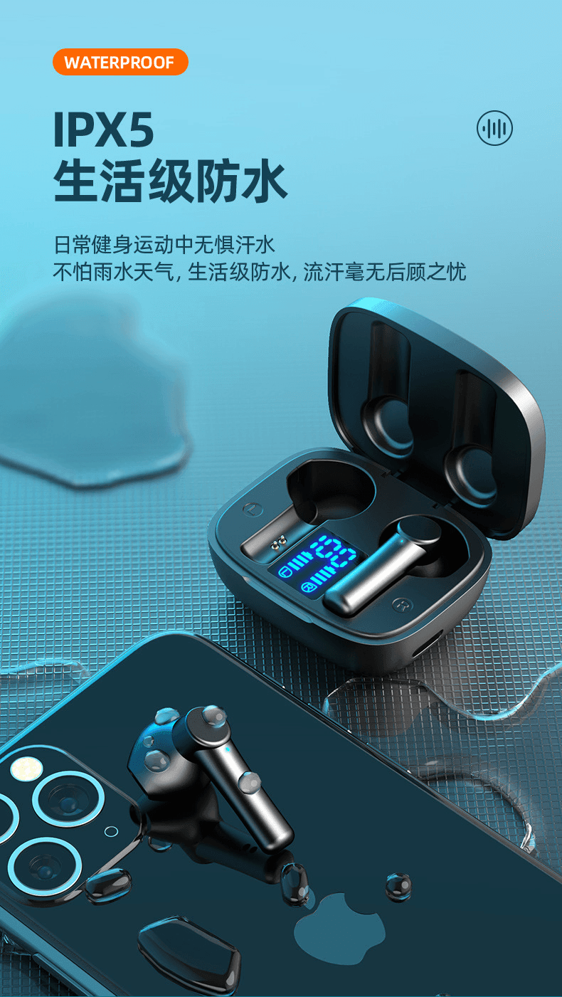 LED Display Earbuds Wireless Bluetooth Earphones Stereo Headsets - VirtuousWares:Global