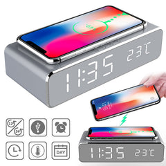 LED Electric Alarm Clock With Wireless Charger - VirtuousWares:Global