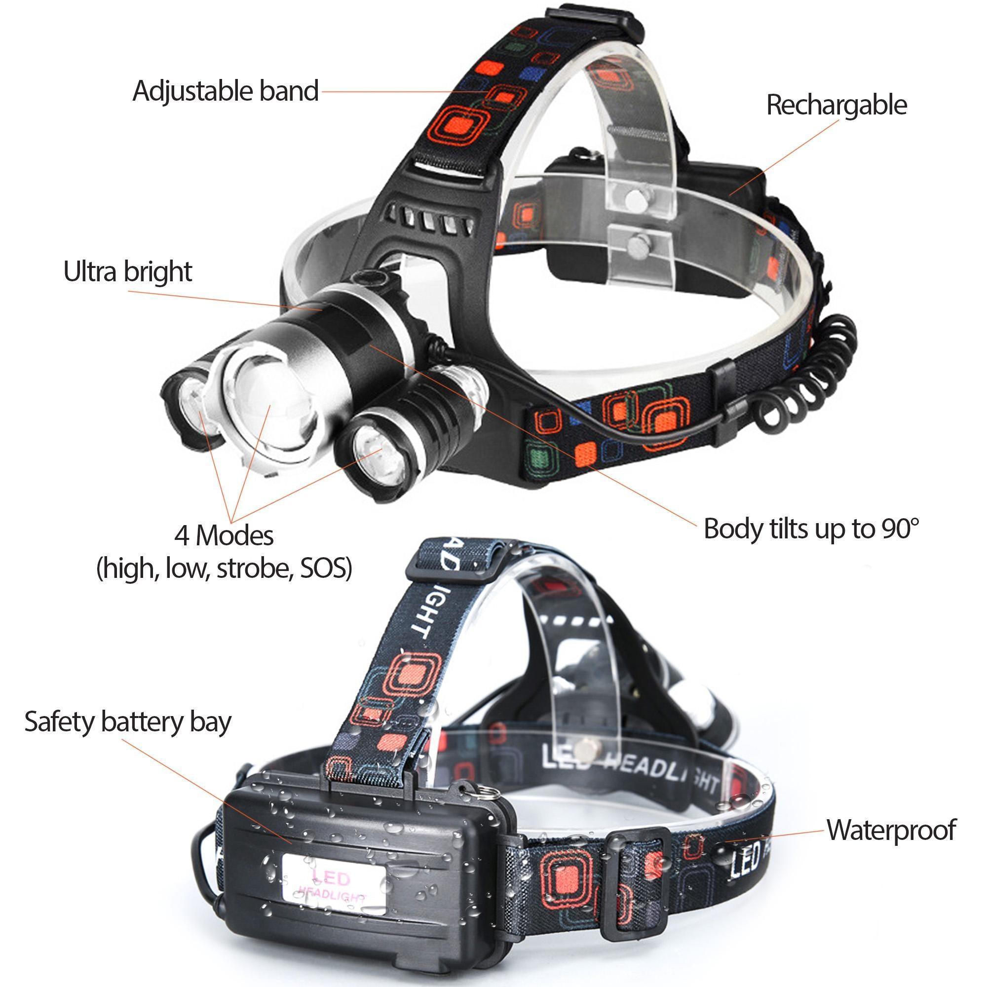 LED Headlamp Flashlight Tactical Brightest Light Camping Hunting - VirtuousWares:Global