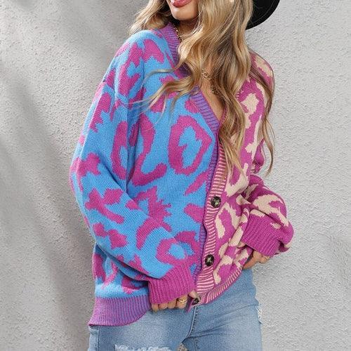 Leopard Print Cardigan Women Knitted Sweater - VirtuousWares:Global