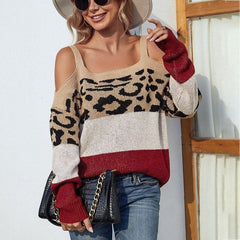 Leopard Print Contrast Color Patchwork Jumpers - VirtuousWares:Global