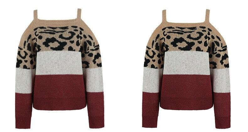 Leopard Print Contrast Color Patchwork Jumpers - VirtuousWares:Global