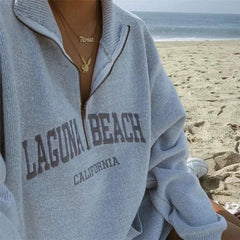 Letter Printed Hoodies Zipper Sweatshirts - VirtuousWares:Global