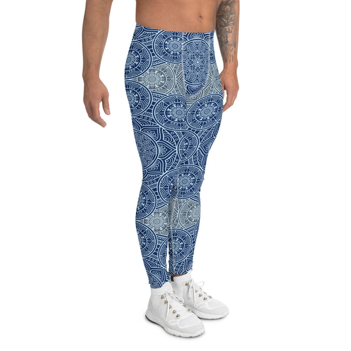 Light Blue Mandala Leggings for Men - VirtuousWares:Global