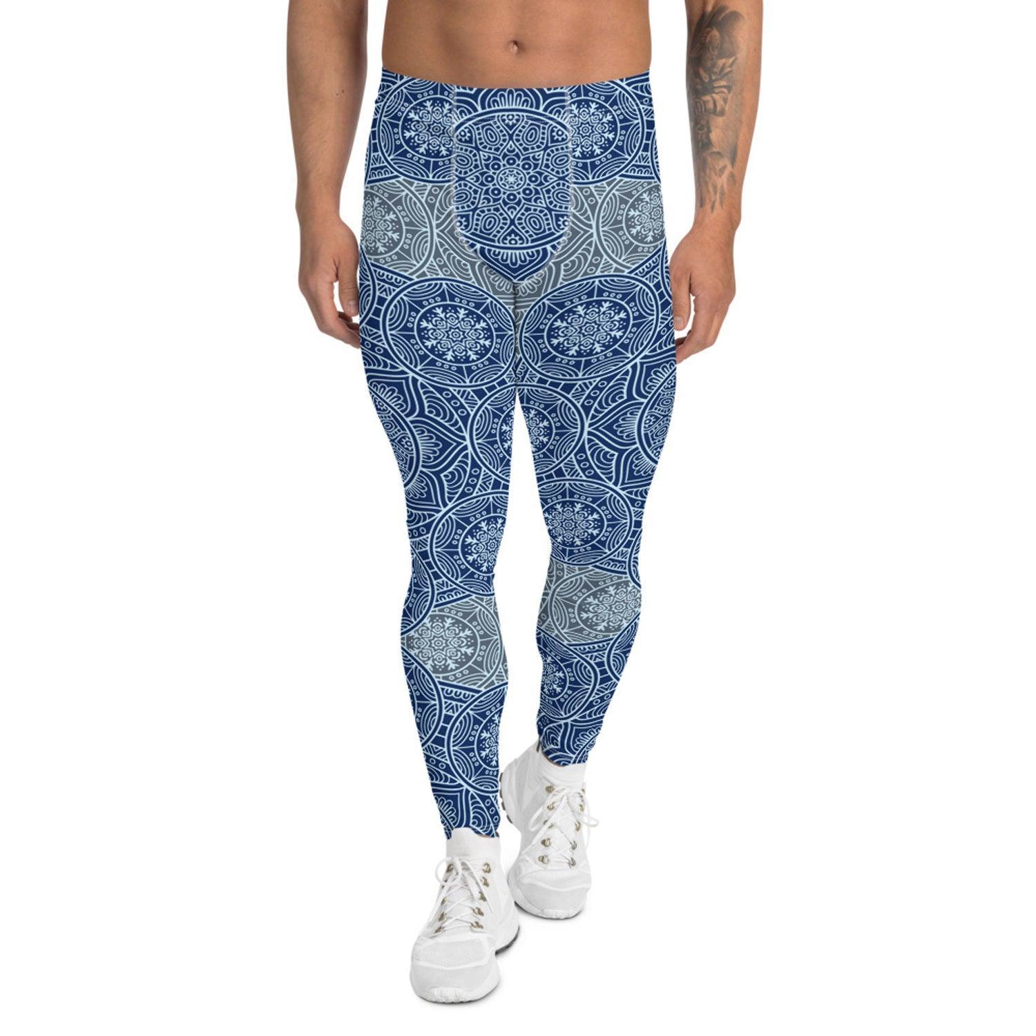 Light Blue Mandala Leggings for Men - VirtuousWares:Global