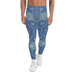 Light Blue Mandala Leggings for Men - VirtuousWares:Global