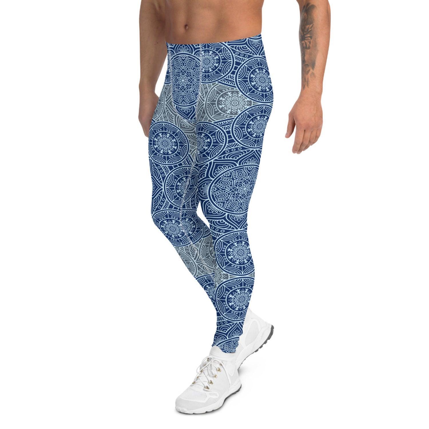 Light Blue Mandala Leggings for Men - VirtuousWares:Global