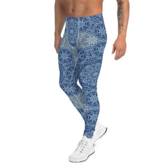 Light Blue Mandala Leggings for Men - VirtuousWares:Global