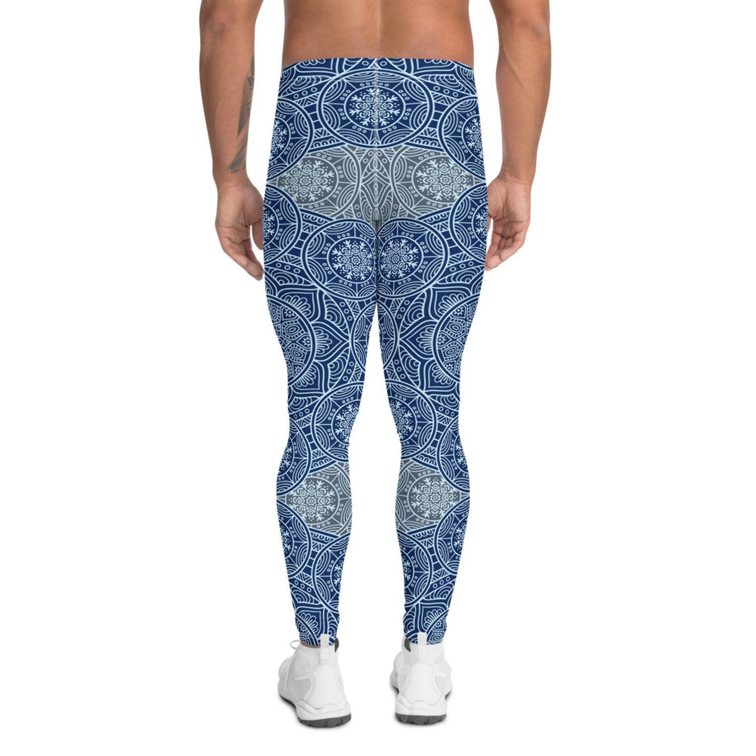 Light Blue Mandala Leggings for Men - VirtuousWares:Global