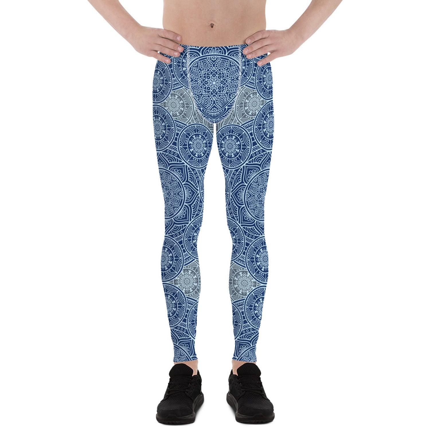 Light Blue Mandala Leggings for Men - VirtuousWares:Global