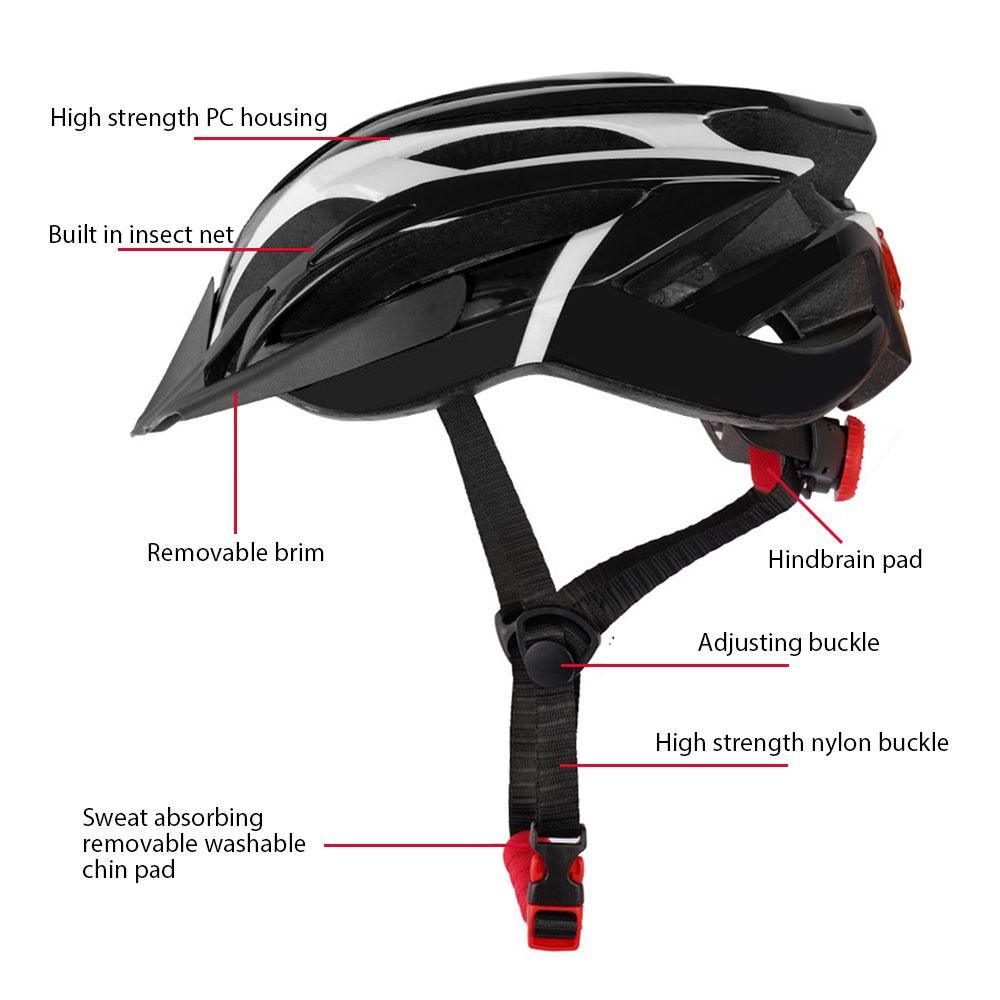 Lightweight Bike Helmet Cycling Helmet Adjustable with Light for Adult - VirtuousWares:Global