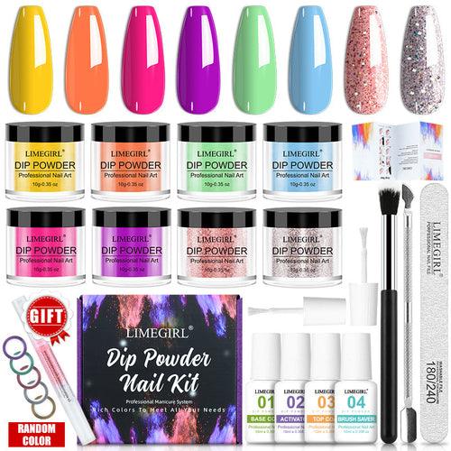 Limegirl Dip Powder Nail Set Starter 32 Colors/4 Piece Set Glitter - VirtuousWares:Global