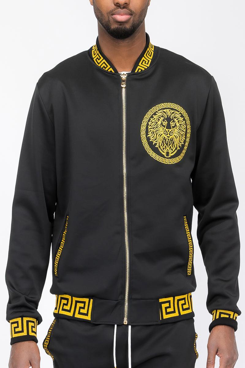 Lion Head Embroidery Status Track Jacket - VirtuousWares:Global