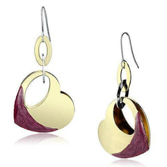 LO2693 - Gold Iron Earrings with Epoxy in Siam - VirtuousWares:Global