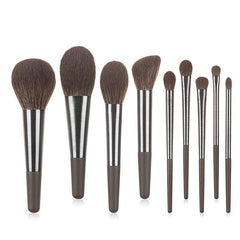 Long Brushed Aluminum Tube 9pcs Makeup Brushes Set Professional - VirtuousWares:Global