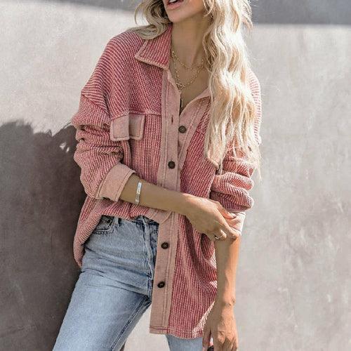 Long Sleeve Knitted Cardigan with Lapel Collar - VirtuousWares:Global