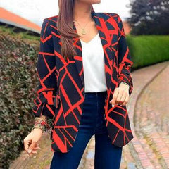 Long Sleeve Women Suit Jacket Turn-down Collar Blazer Coat - VirtuousWares:Global