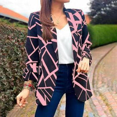 Long Sleeve Women Suit Jacket Turn-down Collar Blazer Coat - VirtuousWares:Global